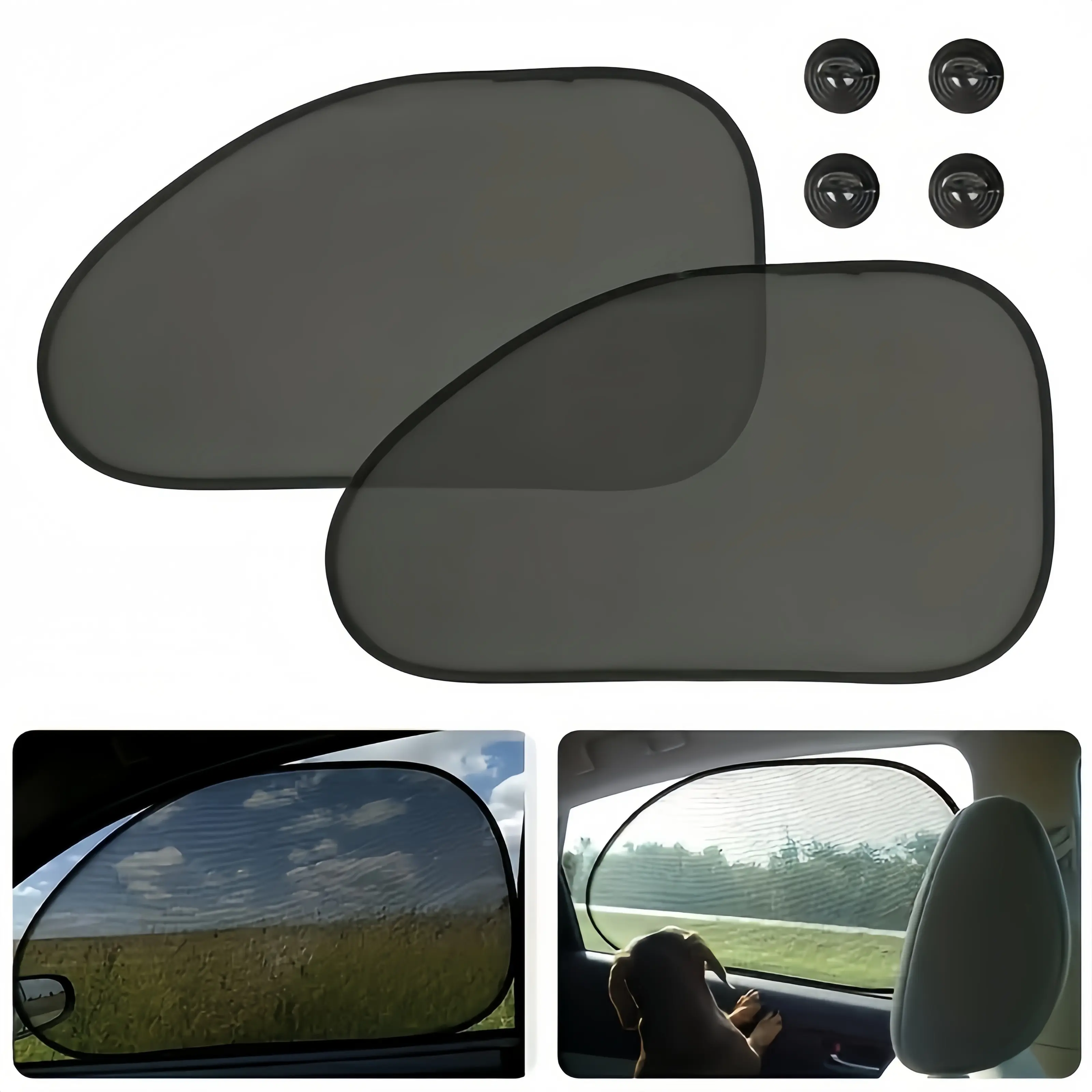 2pcs Universal Window Sunshade - With Windows Tightly Attached To The Sunshade - Sun Protection, Glare And UV Protection For Car Windows - Blocks Over 98% Of Harmful Ultraviolet Rays - Suitable for Summer Driving - Perfect Gift for Car Owners