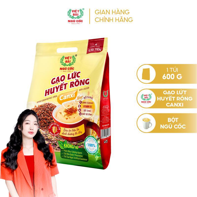Combo 5 Bột Ngũ Cốc Gạo Lứt Huyết Rồng Canxi VIỆT ĐÀI Thơm Ngon Giúp Thanh Lọc Cơ Thể Túi 600g