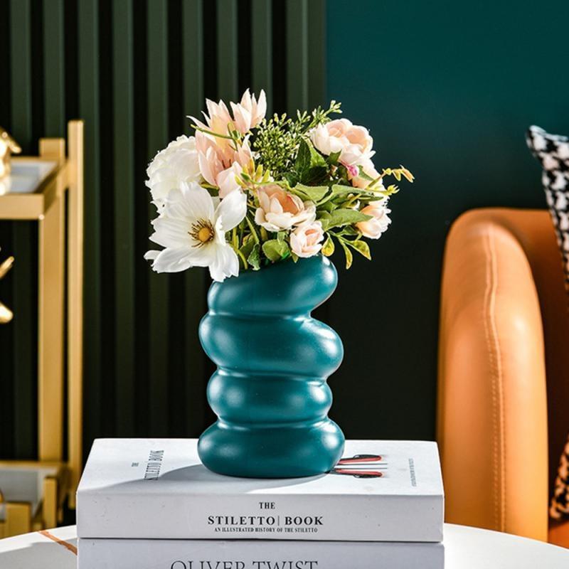 Bình xoắn ốc Xanh Lá trắng, giỏ hoa Bắc Âu, trang trí nhà cửa, phòng khách, vật trang trí, cắm hoa, chậu hoa trong nhà 3