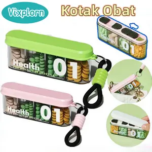 Vixplorn 4 Grid Tempat Penyimpanan Obat Sekat Box Daily Personal Medicine Box Kotak Obat Kotak Kemasan Penyimpanan Pil