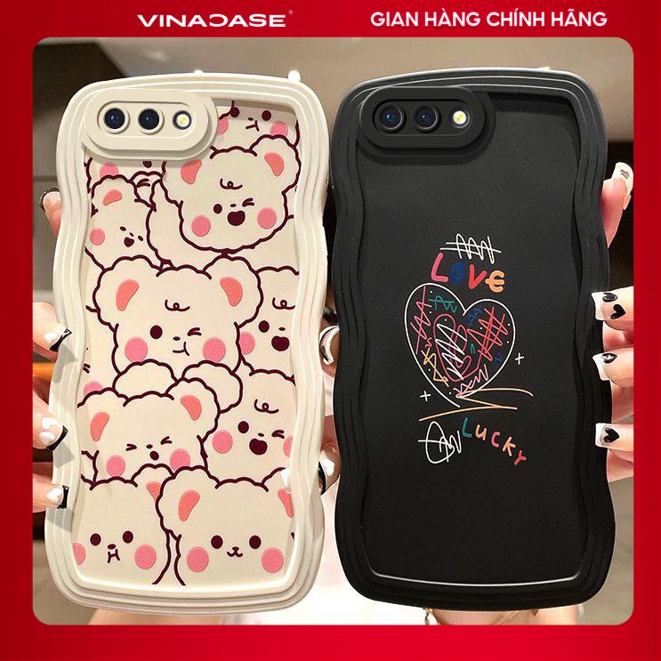 Ốp lưng Vina Case OPPO A5S/F9/A12/A54/A74/A76/...trong cạnh gợn sóng hình Gấu Má Hồng