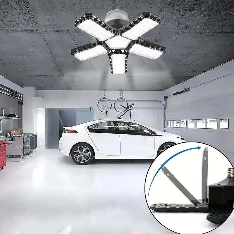 LED Garage Light Bulb, Super Bright LED Shop Light With 5 Adjustable Panels, E26/E27 Screw Socket Deformable LED Ceiling Light