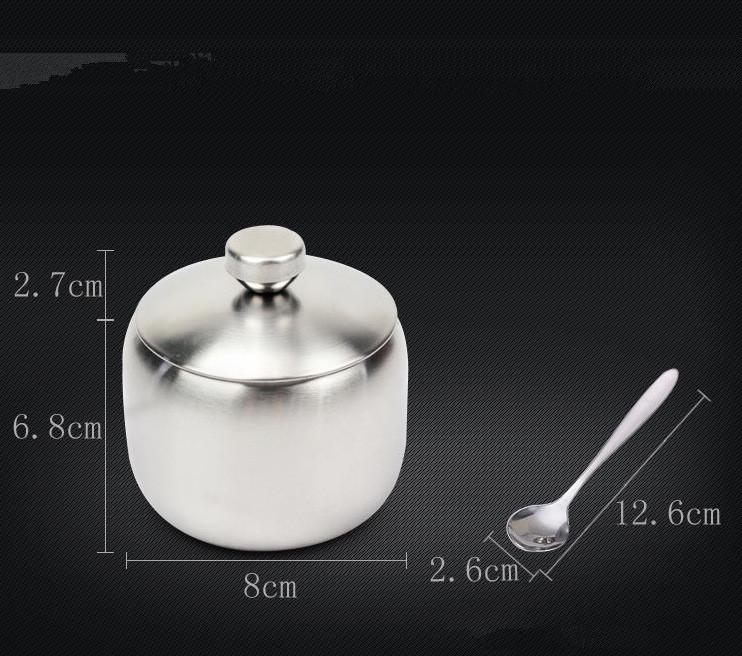 Product Introduction of 1SET High Quality Stainless Steel Seasoning pot Integrated design Spice Salt Sugar Pepper Ajinomoto Jar with Cover Set Condiment Pot Spice Container OK 0649 13