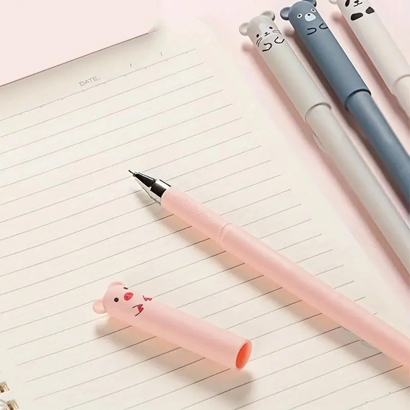 4pcs/set Cartoon Animal Design Erasable Gel Pen, Cute Writing Gel Pen, Stationery Supplies for School Office Use 2