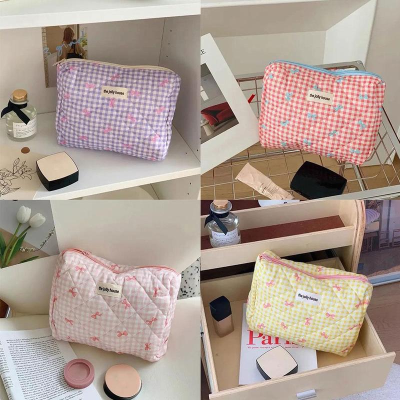 Bowknot Cosmetic Bag Portable Soft Handbag Toiletries Capacity Bag Student Large Storage Bag 3