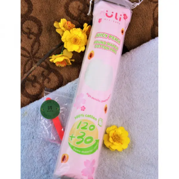 Bông Tẩy Trang Uli Dạng Tròn Juicy Peach Round Makeup Cotton Pad 150 Miếng Mềm Mịn, Dai, Không Kích Ứng Cosmetic 1