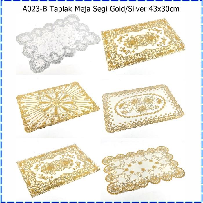 A023-A Taplak Meja/Alas Piring/Alas Meja Segi Silver / Gold  43x30cm 0