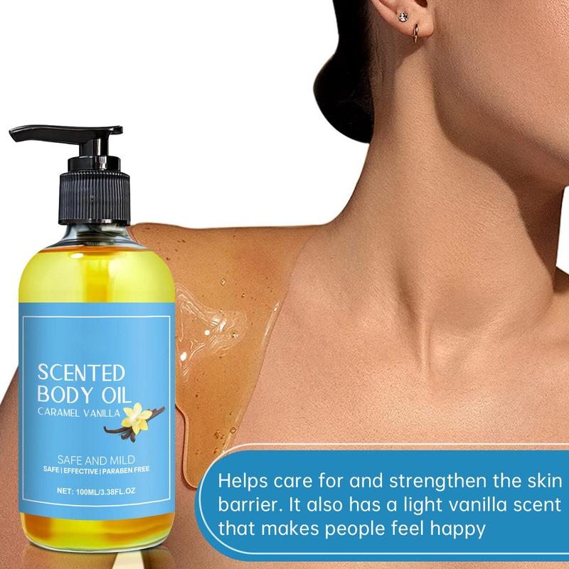 Product Introduction of Caramel Vanilla Scented Body Oil, 2 Counts Natural Moisturizing Body Massage Essential Oil, Hydrating Body Care Products for Women 7