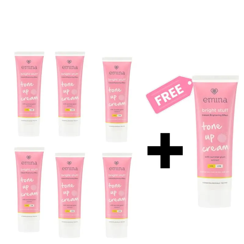 PAKET USAHA EMINA BRIGHT STUFF TONE UP ISI 6 + GRATIS 1 2