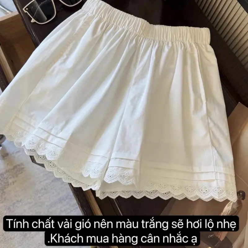 Quần Short nữ ,quần sooc gió nhăn phối ren ,quần đùi phối ren G06