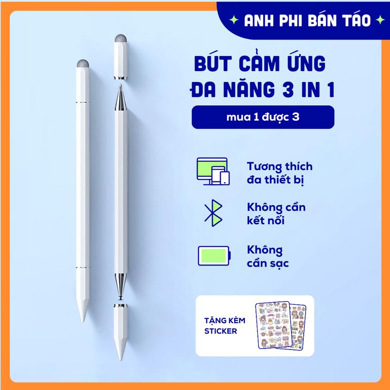 [Deal Livestream] Bút Cảm Ứng Đa Năng 3IN1 Tương Thích Điện Thoại Máy Tính Bảng Laptop