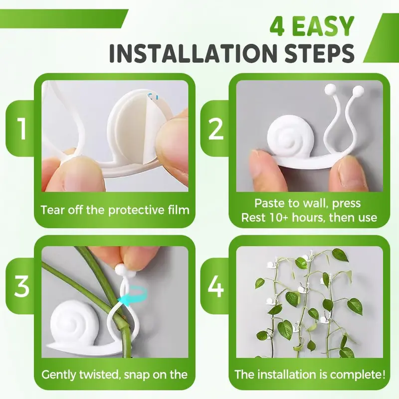 Mini Cute Snail Design Plant Climbing Wall Clip, Self Adhesive Plant Wall Clip for Climbing Plants, Multipurpose Plant Climber Support 2