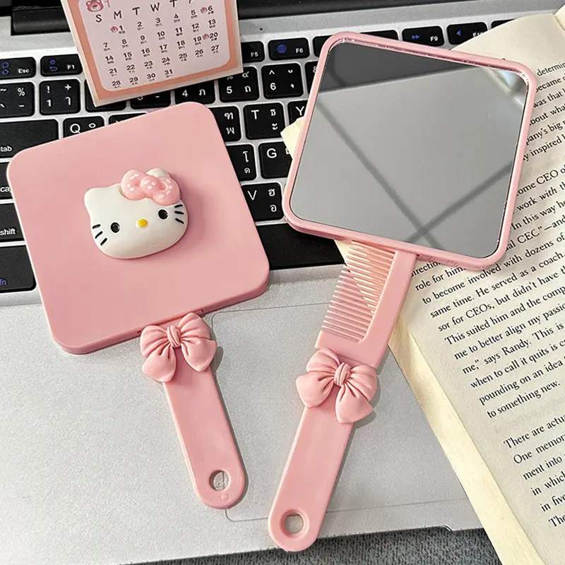 Lược Gương Sáng Tạo, Thiết Kế Gương Mèo Hoạt Hình, Một Chiếc, Trang Trí Nơ Cô Gái Ngọt Ngào Thích Hợp Để Trang Điểm, Đồ Dùng Ký Túc Xá Cho Bạn Học Và Bạn Bè 8