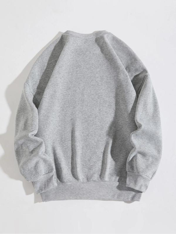 Women's Christmas Themed Letter Print Drop Shoulder Sweatshirt, Casual Long Sleeve Round Neck Pullover for Fall & Winter, Ladies Clothes for Daily Wear 4