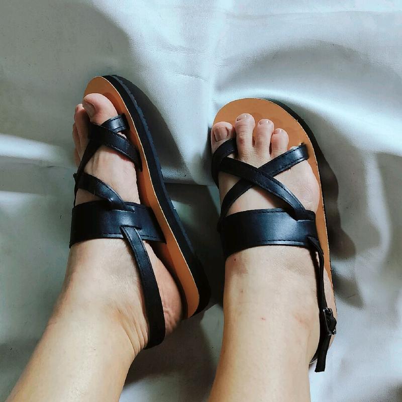 giày quai hậu dành cho học sinh. sinh viên. có đủ size nam và nữ Sandal Đế Bằng Cao Su Nhung DéP 5