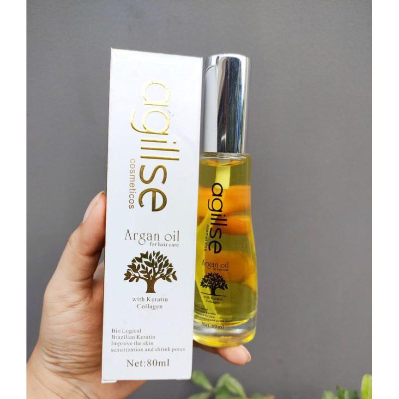 Tinh Dầu Dưỡng Tóc thơm lâu phục hồi tóc hư tổn Agillse Argan Oil 80ml