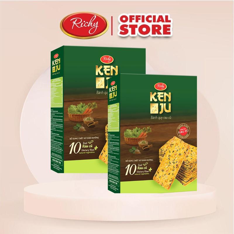 Combo 2 hộp bánh Kenju rau củ 288g và bánh quy giòn đồ ăn vặt