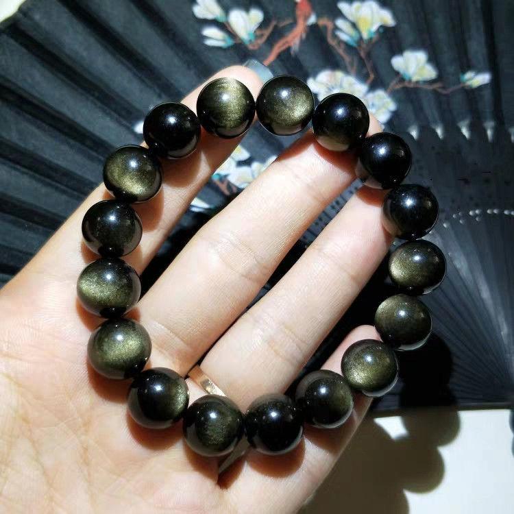 Vòng Tay Vàng Obsidian Mắt, Tự Nhiên Nguyên Chất, Màu Bạc Obsidian Tự Nhiên, Hạt Pha Lê Cặp Đôi 3