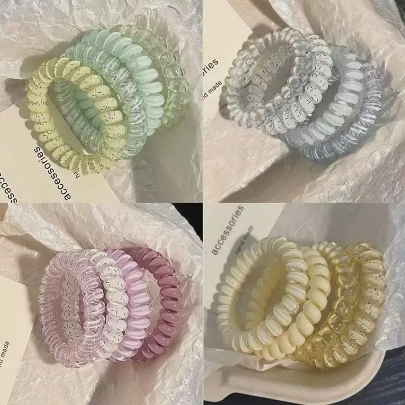 Set 4 Dây Cột Tóc Lò Xo Nhiều Màu Pastel Buộc Tóc Dễ Thương