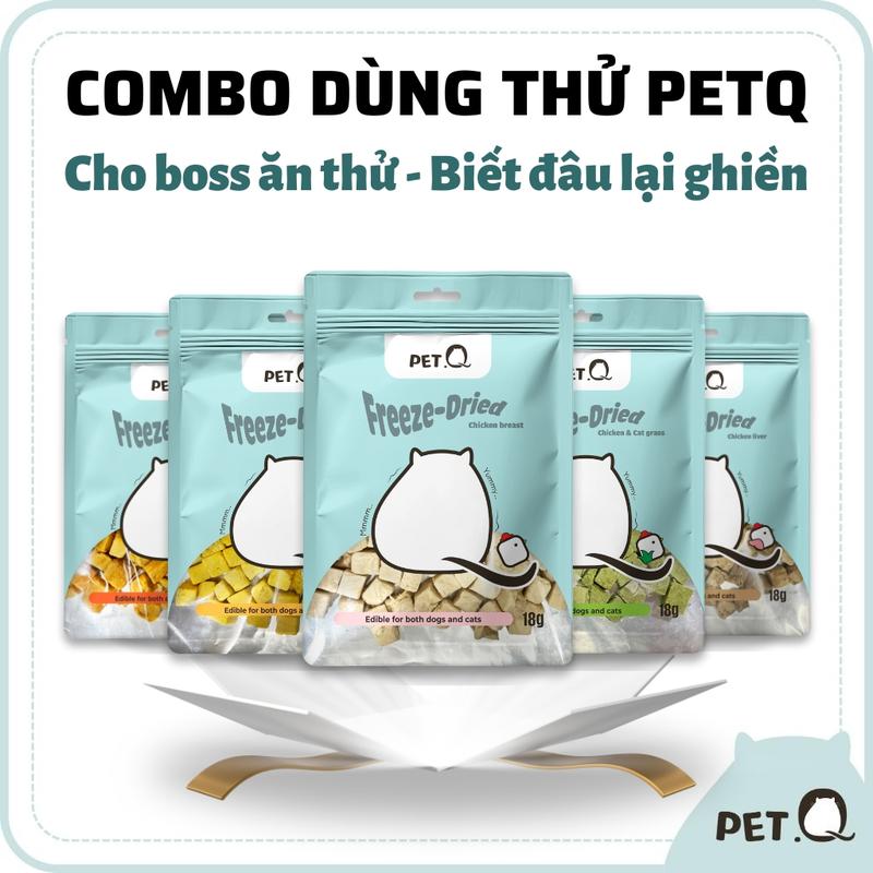   Combo 88k - Chỉ duy nhất trên Live  Combo 5 túi dùng thử Thức ăn đông khô PetQ Thịt sấy khô cho mèo thơm ngon dinh dưỡng 