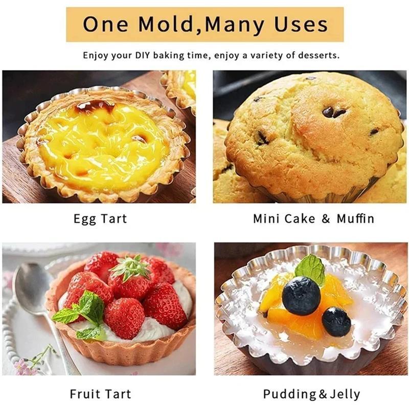 Reusable Stainless Steel Egg Tart Molds, 10pcs Cookie Pudding Jellies Pastry Molds, Baking Accessories for Home Kitchen Dessert Shop Picnic Baking House 5