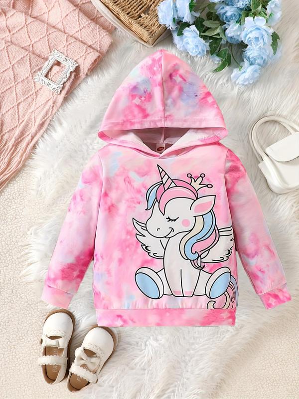Girl's Unicorn Print Hoodie, Cute Long Sleeve Hooded Pullover for Spring & Fall, Kids Clothes for Daily Wear 0