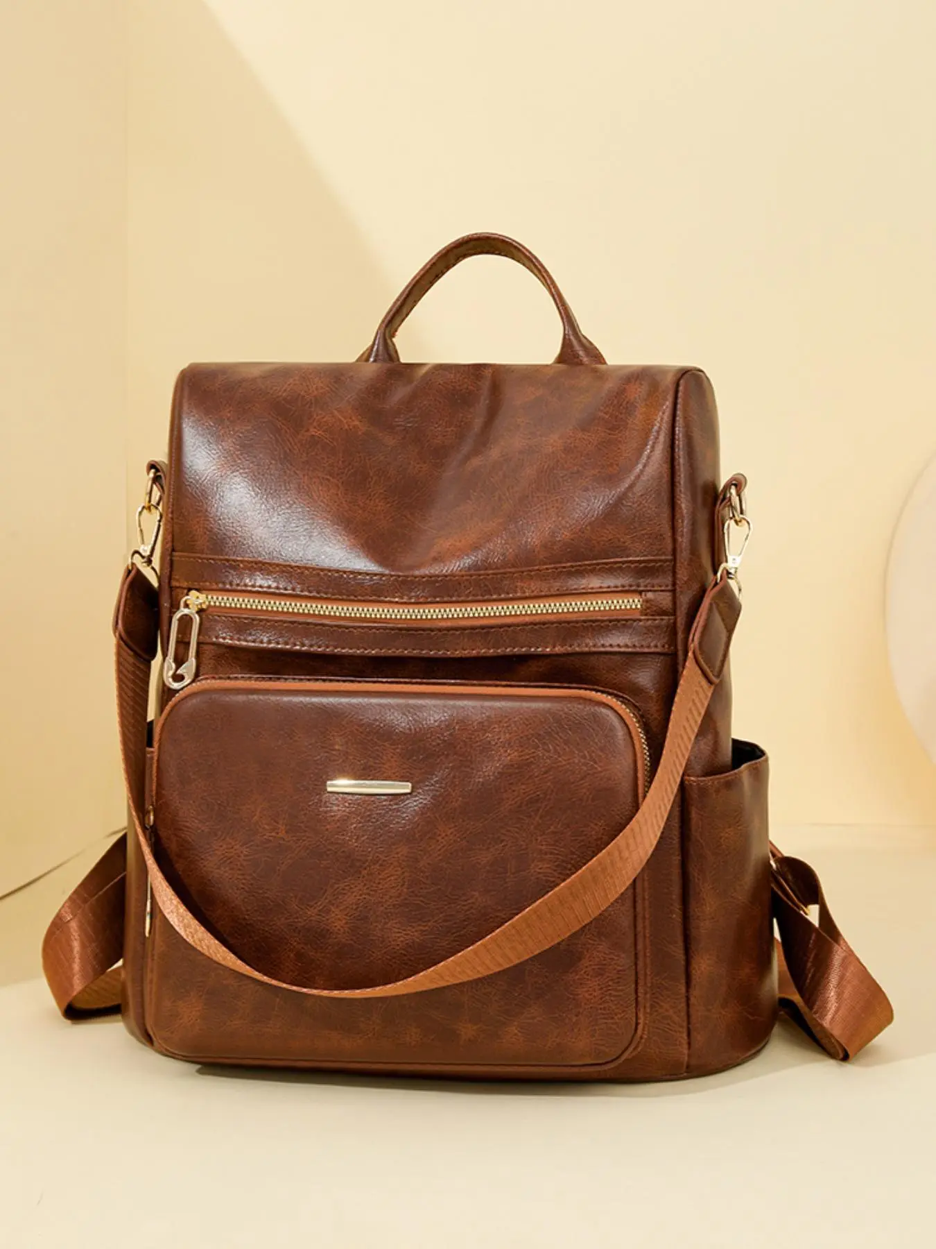 Women's Fashionable Solid Color Backpack, Casual Versatile Backpack for Women, Trendy All-match Commuting Bag, Girl Fashionable Shopping Bag