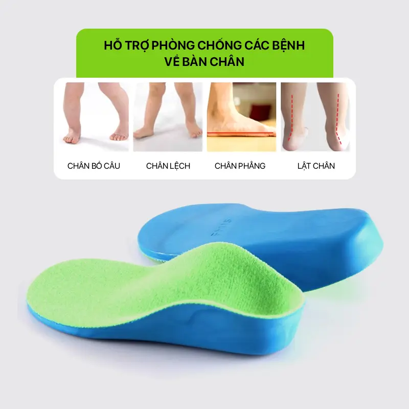 Lót Giày Chỉnh Hình Bàn Chân Bẹt - Fandykids K5 - Siêu Nhẹ, Êm Chân, Cố Định Gót, Điều Chỉnh Dáng Đứng Cho Bé - Bảo Hành Trọn Đời