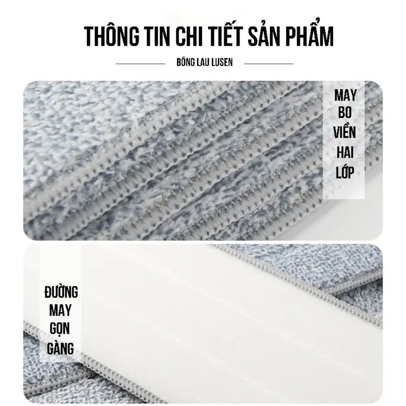 Bông lau nhà thay thế Lusen 4212, dùng cho cây lau nhà tự vắt thông minh. kích thước 42x12cm 6