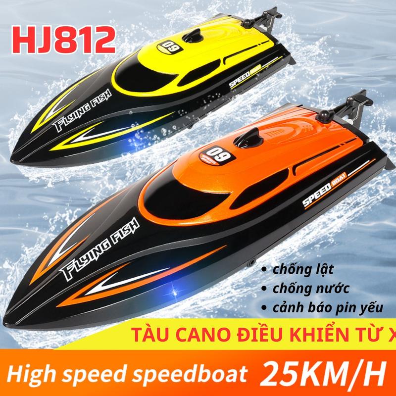 Tàu Thuyền Cano Điều Khiển Từ Xa HJ812 Tốc Độ 25km/h Chống Lật/Nước, Báo Pin An Toàn, Điều Tốc SpeedBoat, bảo hành 10 ngày Đồ Chơi