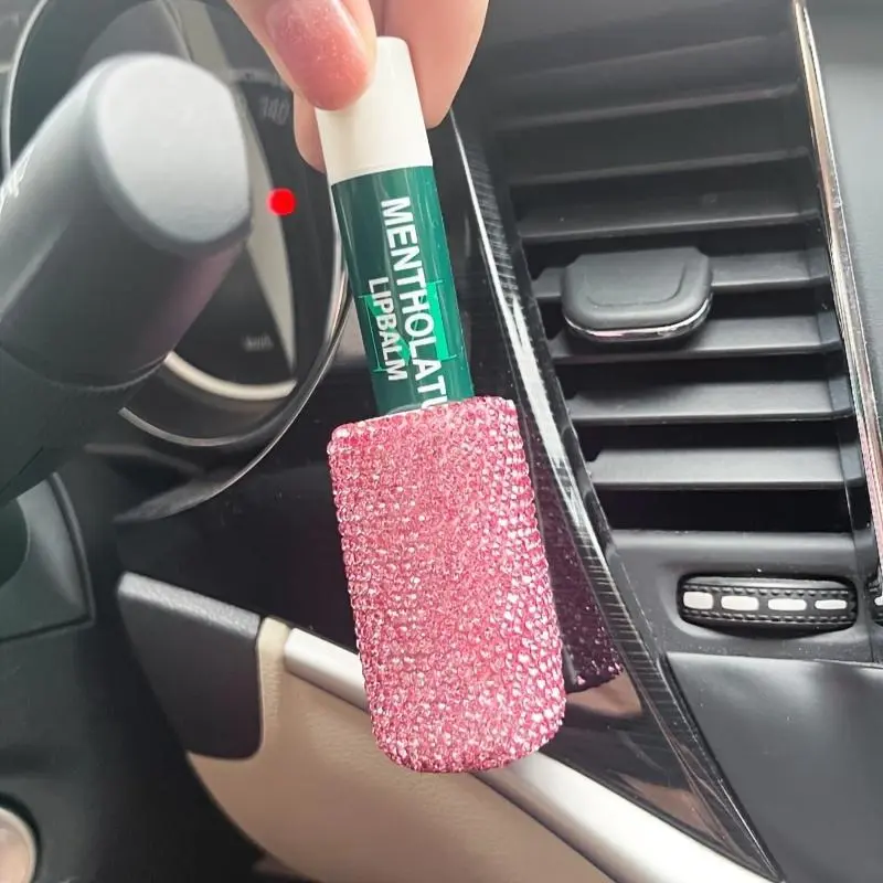 Bling Car Lipstick Holder, Portable Car Lipstick Holder with Adhesive Backing, Car Interior Accessories for Women