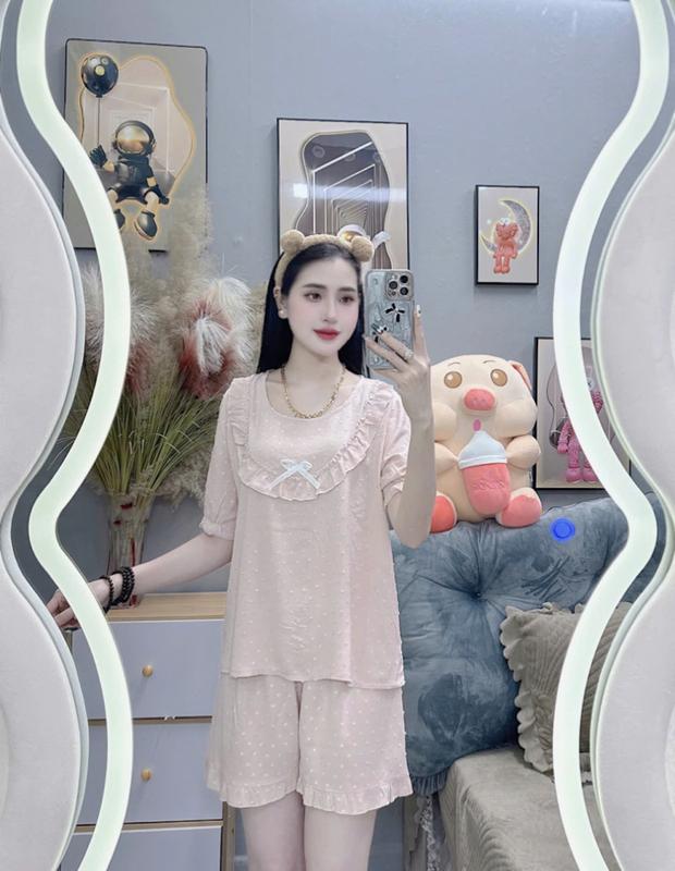 đồ bộ pijama tay ngắn yếm nơ trẻ trung, xinh đẹp, nhẹ nhàng 1