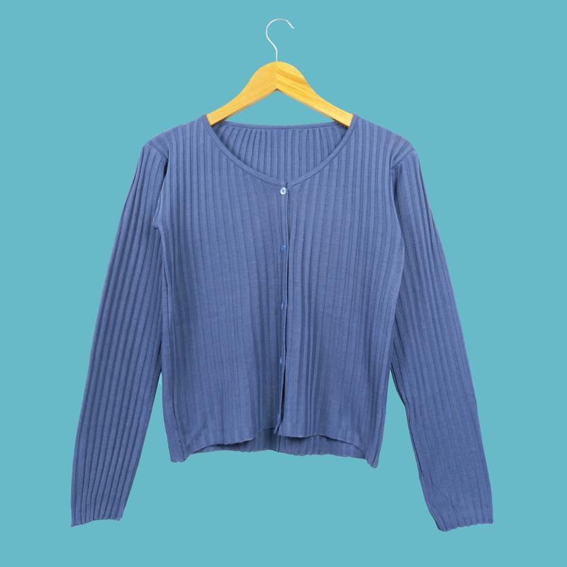 Cardigan Rajut Crop Top Long Sleeve Kancing Baju Wanita Knitwear Tangan Panjang Sweater Atasan Lembut 0