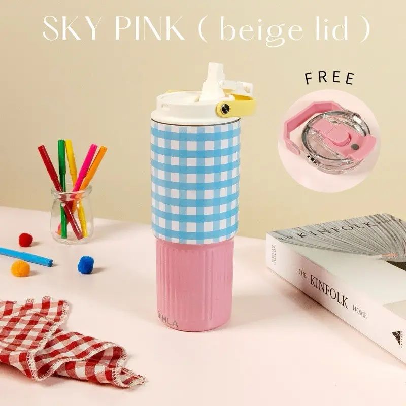 【COD】Tumbler Aesthetic Botol Minum Lucu 900ML Thermos Aesthetic Handle 2IN1 Anti Tumpah Dan Tahan Panas Dan Dingin Stainless Steel 304 Vacuum 6