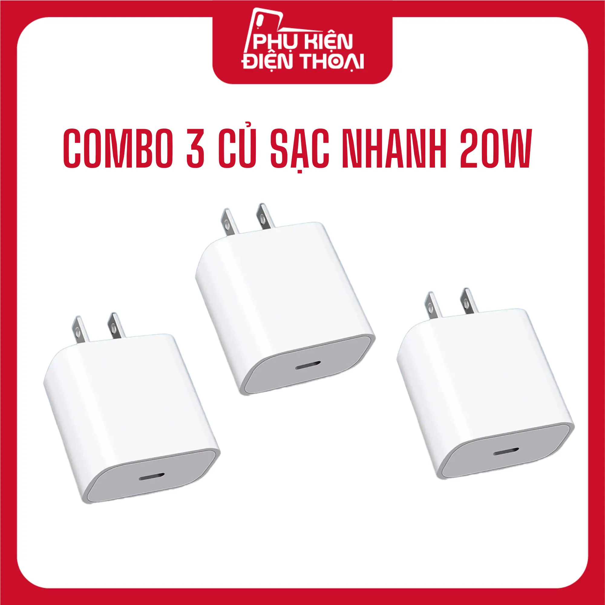 Combo 3 Củ Sạc Nhanh 20W -  Dùng Cho Các Dòng Máy iOS 6 - 15 Pro Max - Sạc Nhanh, Hỗ Trợ Giảm Nhiệt Khi Sạc Phụ Kiện