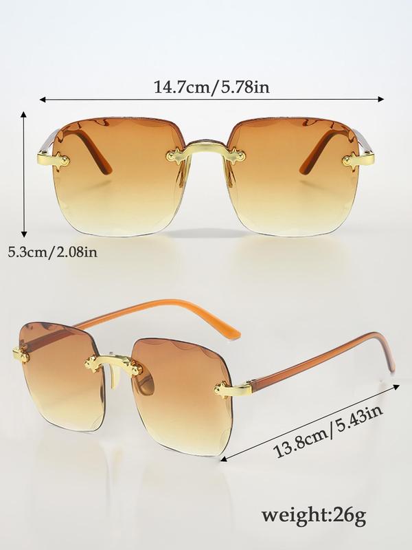 Unisex Elegant Ombre Square Frame Eyeglasses, Trendy Casual Eyeglasses for Everyday Use, Fashion Accessories for Outdoor Activities, Women 5