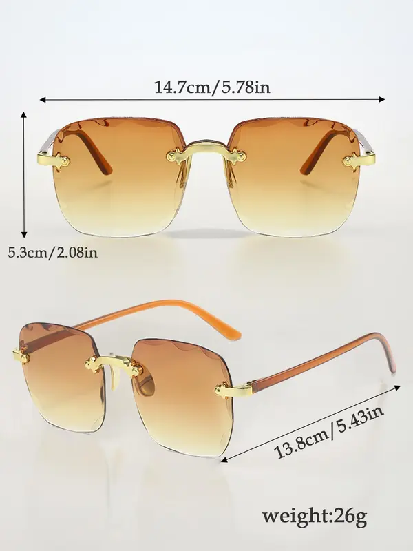 Unisex Elegant Ombre Square Frame Eyeglasses, Trendy Casual Eyeglasses for Everyday Use, Fashion Accessories for Outdoor Activities, Women 5