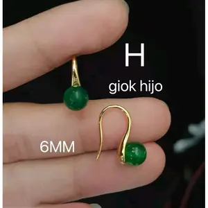 anting permata ijo lapis emas Gold Jade Earrings