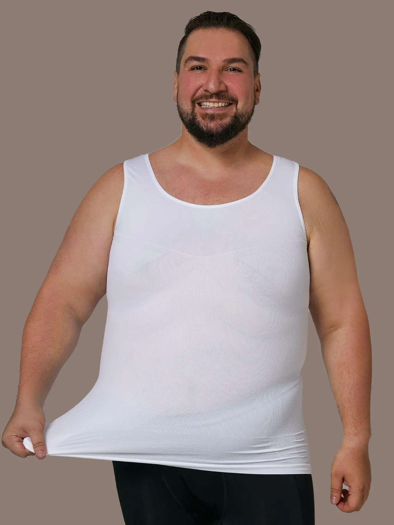 Men's Solid Compression Shapewear Tank Top, High Stretch Tummy Control Shaper, Slim Shapewear for Men