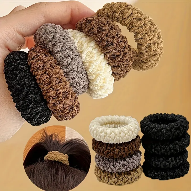 12pcs Thick And High Elastic Ponytail Hair Loops, Soft And Non Contoured Hair, High Ponytail Rubber Band Hair Accessories Suitable for Women Mix Colors