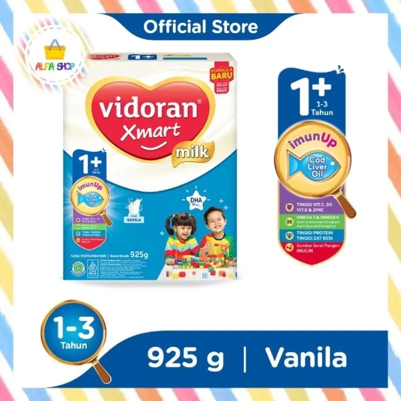Vidoran Xmart 1+ Vanila / Madu 925gr Susu Formula Pertumbuhan Anak 1-3 Tahun [1 Box] 1