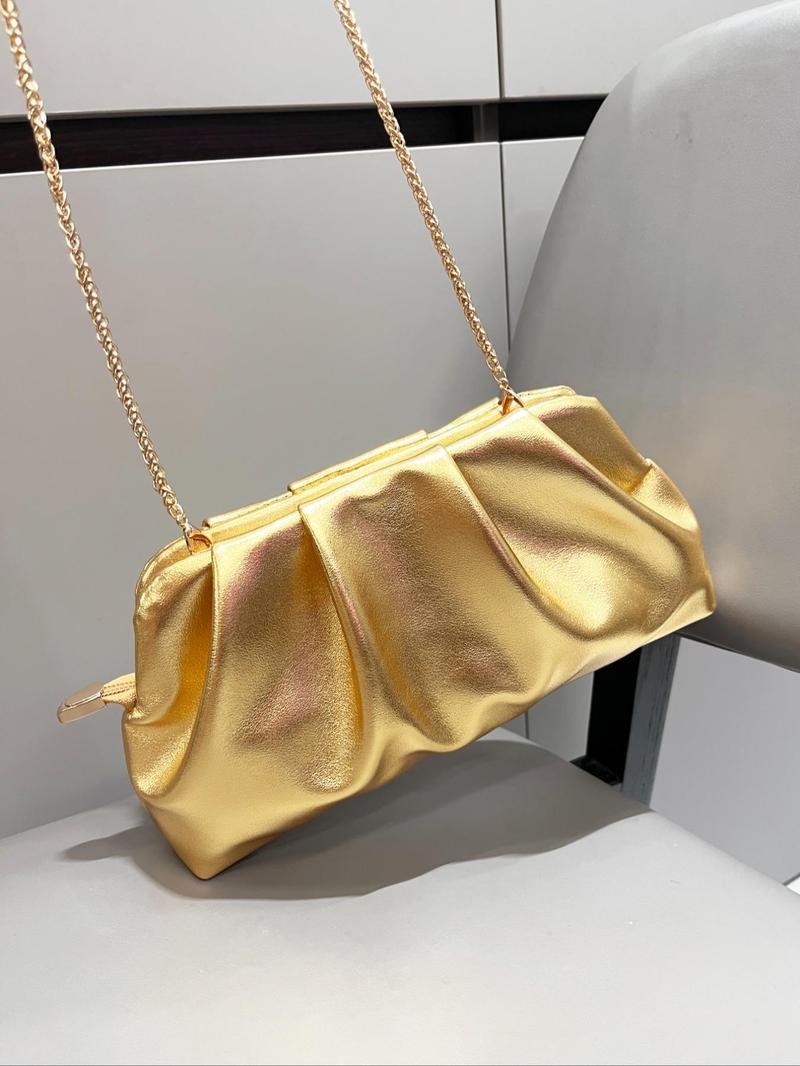 Product Introduction of Women's Elegant Glitter Evening Bag, Fashionable Solid Color Shoulder Bag for Party, Trendy All-match & Exquisite Crossbody Bag for Birthday Gift 4
