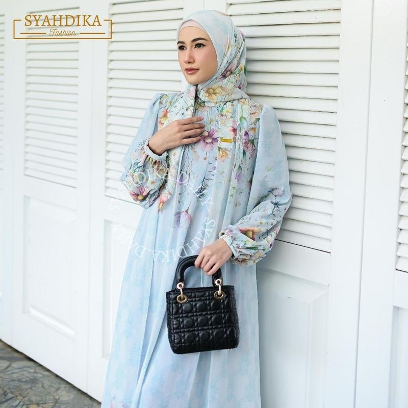 (FREE HIJAB) ZHAFIRAH FLOWER DRESS GAMIS WANITA KEKINIAN CERUTY BABY DOLL PREMIUM 2