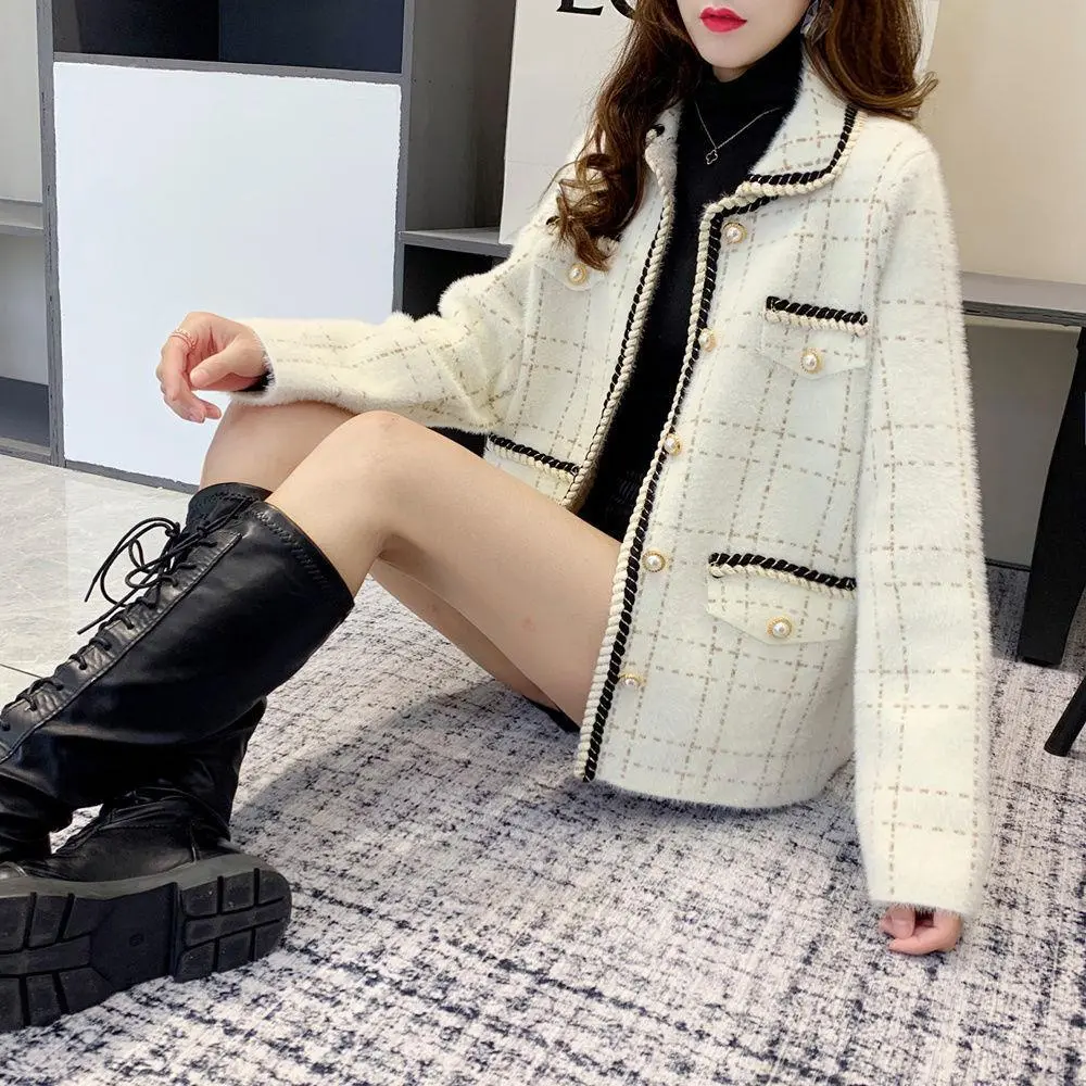 Áo Khoác Vải Tuýt Cho Nữ, Thời Trang Xuân Thu, Phong Cách Thường Ngày Chất Liệu Len Thanh Lịch, Ngoại Cỡ, Dáng Rộng Rãi Và Mỏng, Thích Hợp Cho Công Sở, Áo Khoác Blazer Công Sở OL Áo Khoác Ngoài, Có Màu Đen Và Trắng