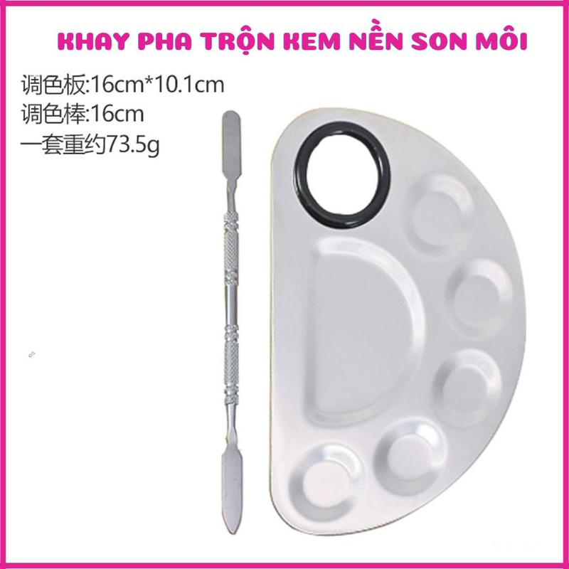  Khay Pha Kem Nền Son Môi Phấn Mắt Loại Lớn Kèm Que Trộn 