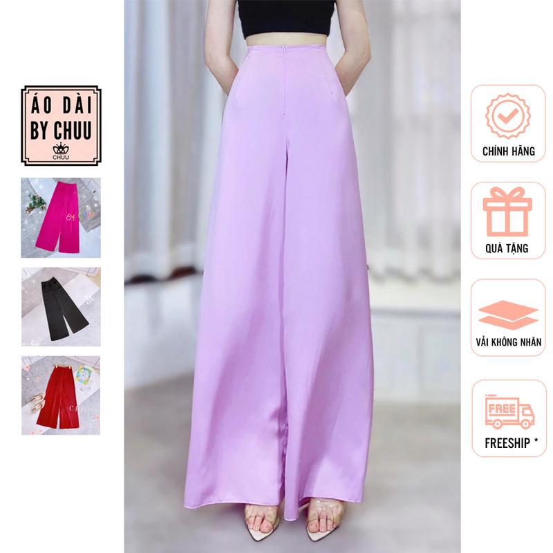 Quần lụa ánh nhung mặc áo dài nữ lưng chun CHUU F8002