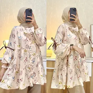 RQ - MAUDY BLOUSE Lengan Pita Motif Bunga