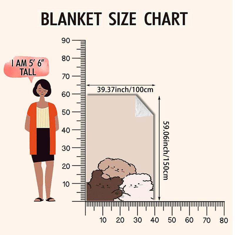 Cute Dog Pattern Double Sided Thickened Warm Blanket, Soft Comfortable Throw Blanket, Air-conditioned Room Blanket, Warm Nap Blanket for Home & Office 7