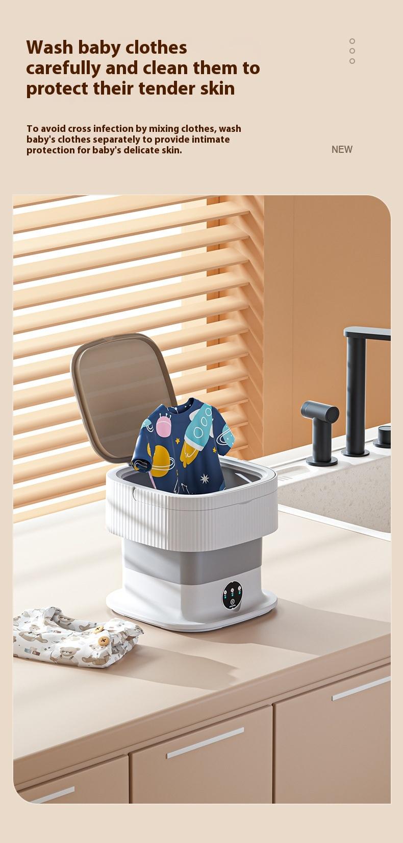 Product Introduction of Folding washing machine household rinse and rinse, integrated washing machine, large capacity, underwear, socks, portable mini washing machine 14