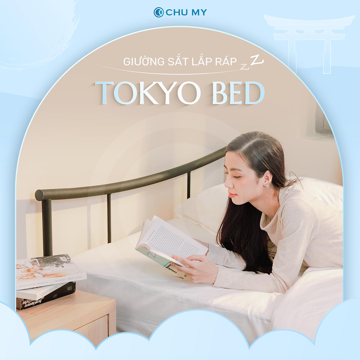 Giường sắt TOKYO kiểu Nhật màu đen